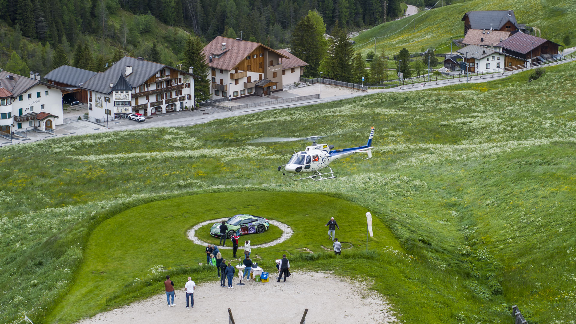 Helicopter in the dolomites